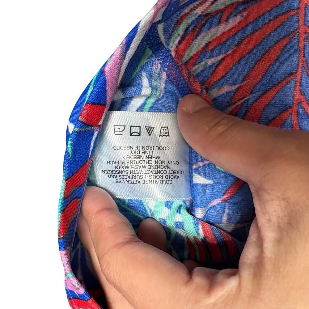 Coolibar Blue Red Teal Tropical Rash Guard UPF 50+ Hightide L/S Swim Shirt XXS - Image 5