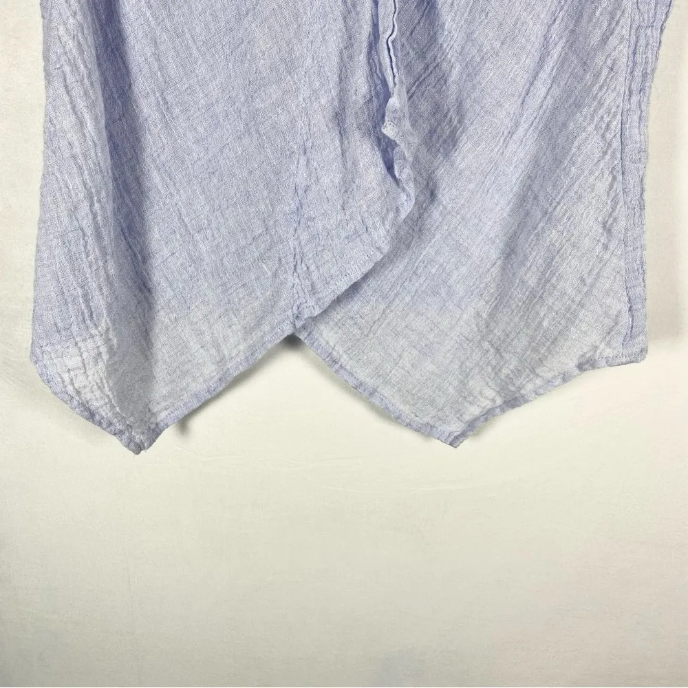 J Jill Pure Jill Light Periwinkle Blue Crinkle Linen V Neck Sleeveless Tank XS - Image 4