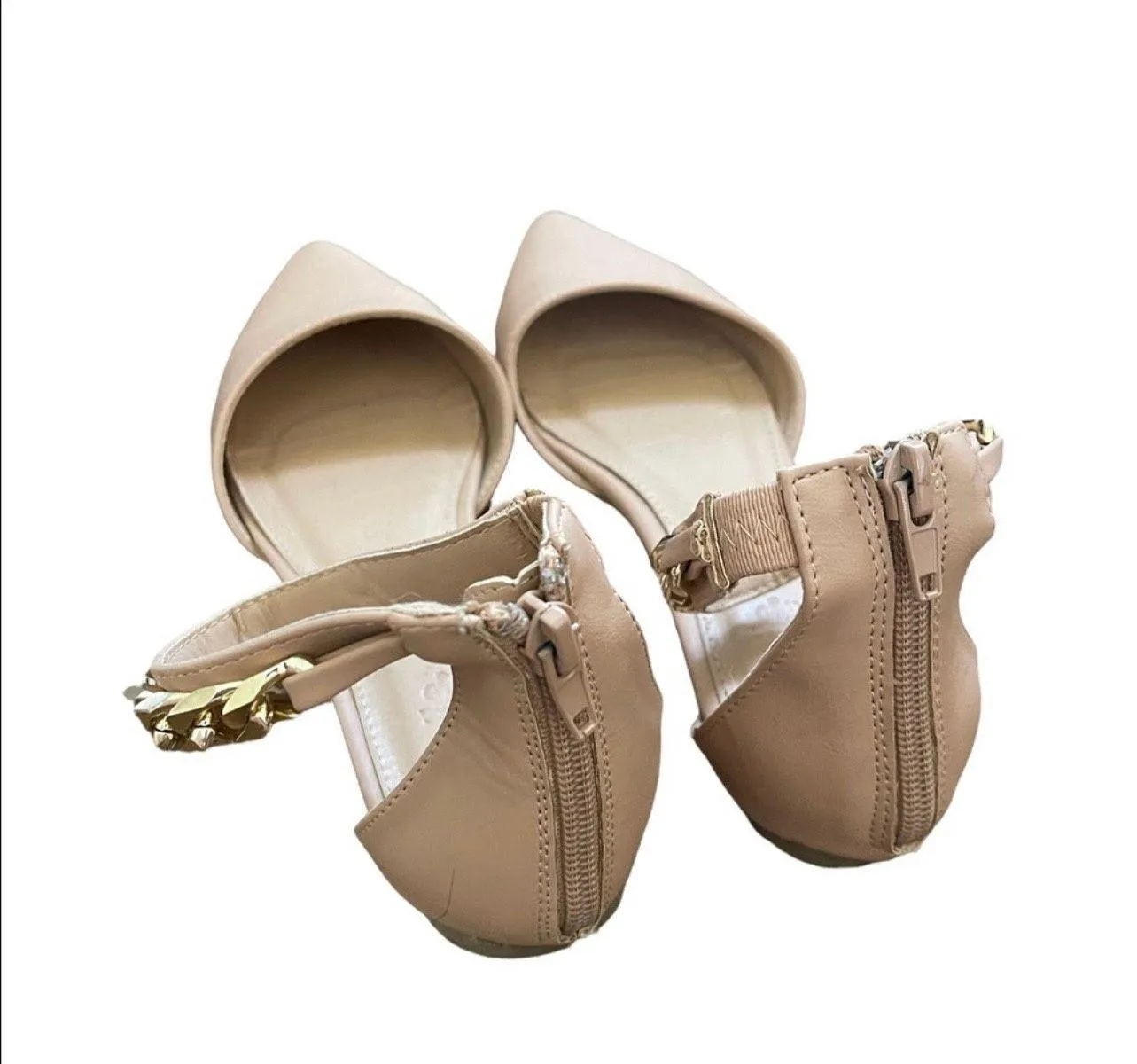 , cream, size 7 flats with chain ankle strap - Image 3