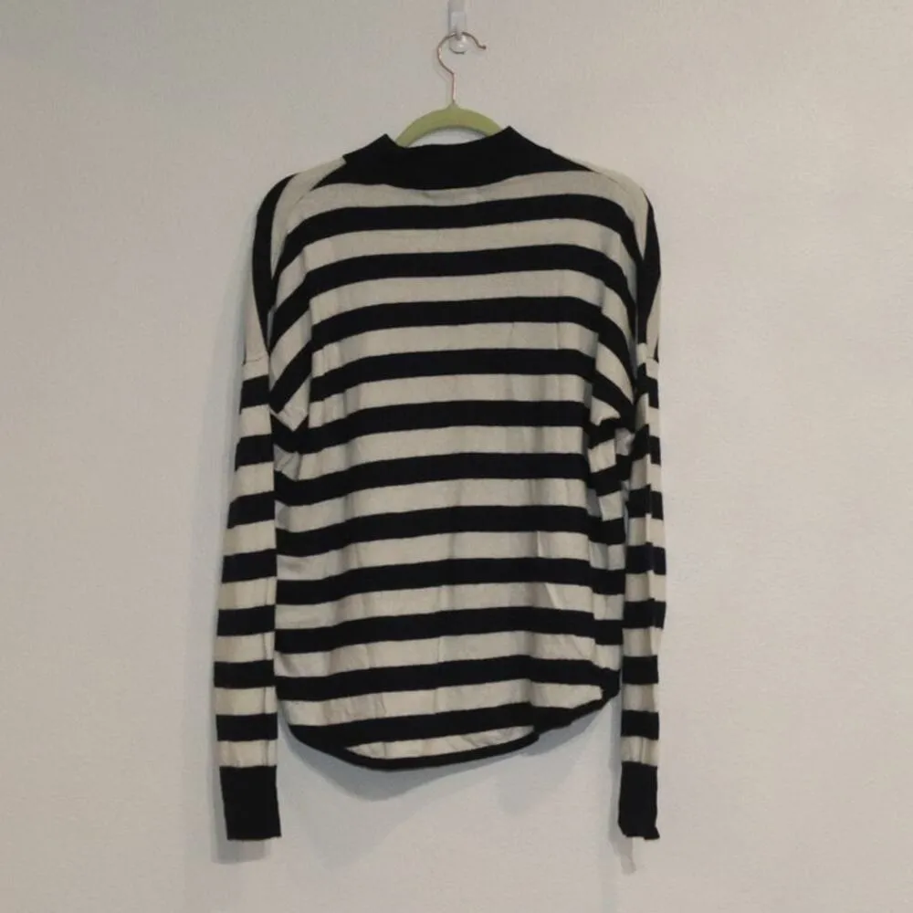 Madewell Navy Striped Ashbury Kelsey Mock Neck Sweater Sz S - Image 10