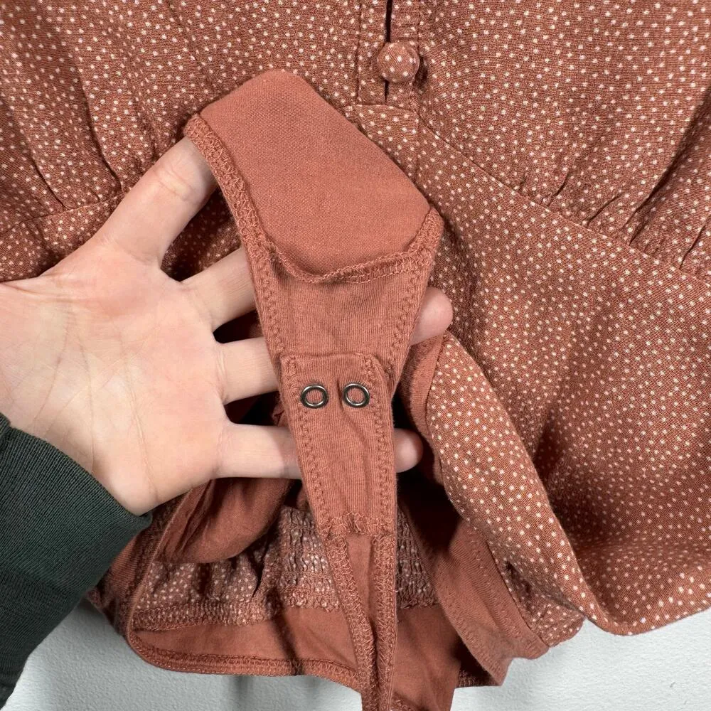 Abercrombie & Fitch Body Suite Women XS Babydoll Bust Short Sleeve Smocked Y2K - Image 5