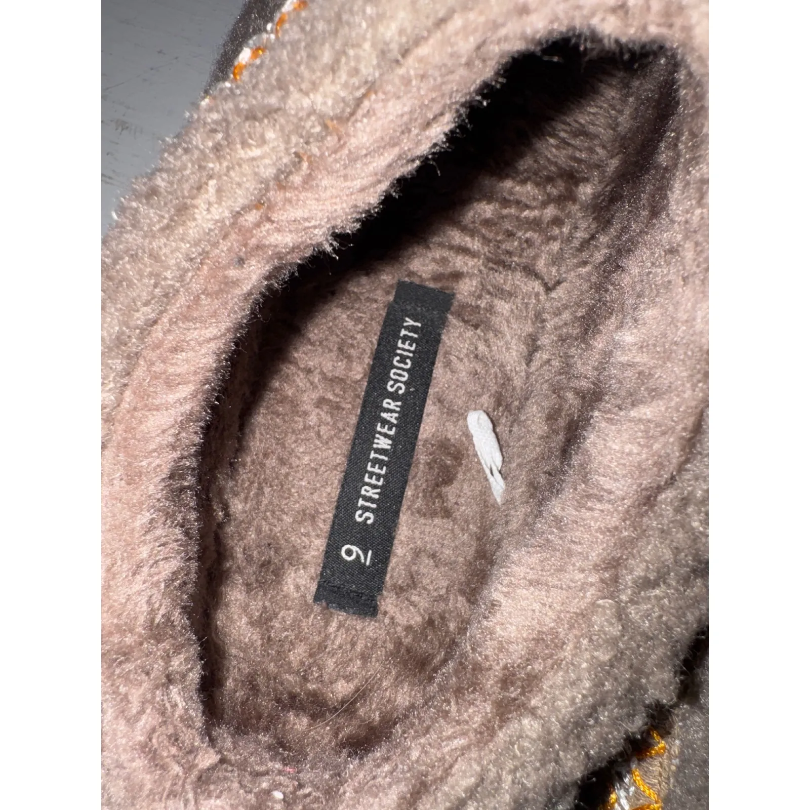 Streetwear Society Women's Brown Fleece Platform Mules Slippers Size 9 - Image 7