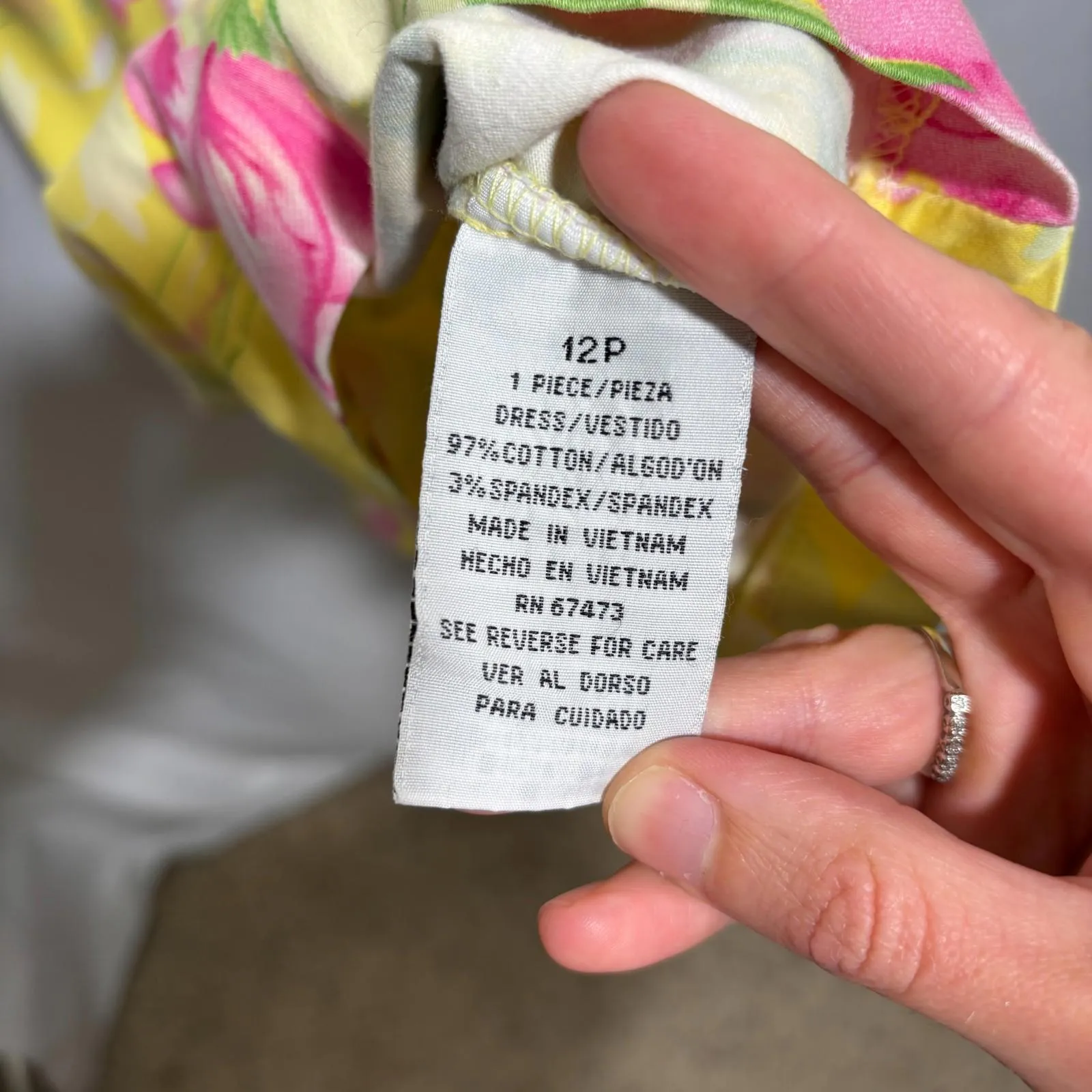 VTG Yellow AOP Pink Flowers Tea Length Tank Dress Coquette Southern Cottage‎ 12P - Image 4