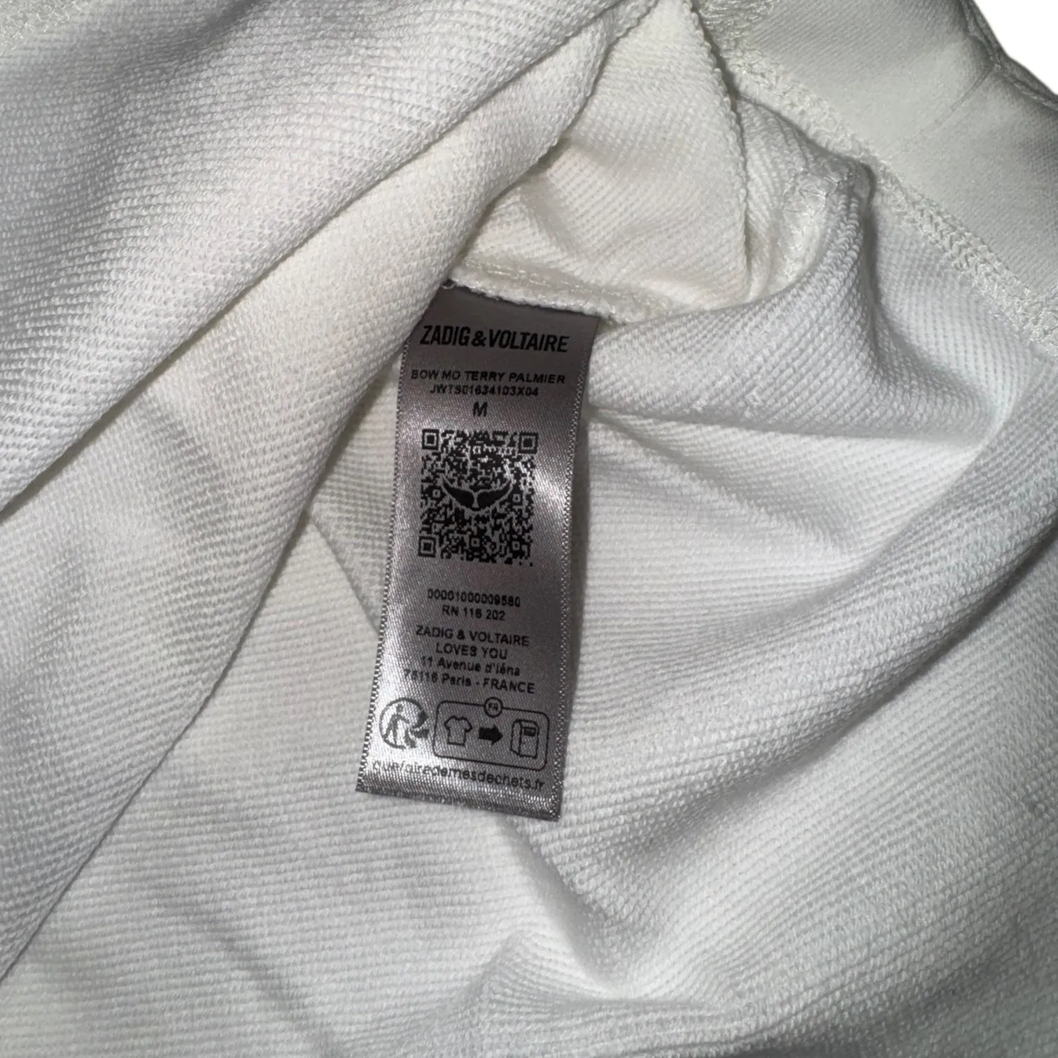 ZADIG & VOLTAIRE White Graphic Tee T Shirt Bow Moi Teddy‎ Palmier Print Size M - Image 9