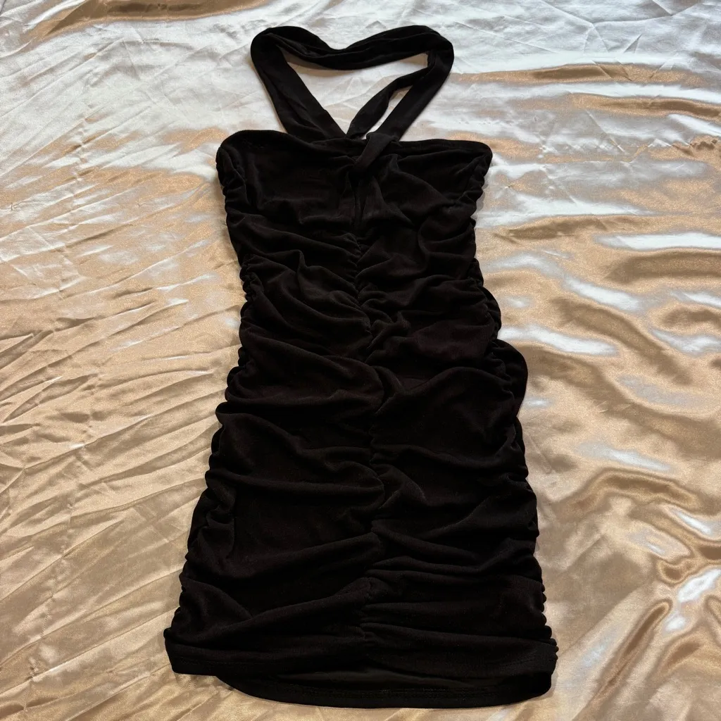 Slinky Black Mini Dress - Image 2