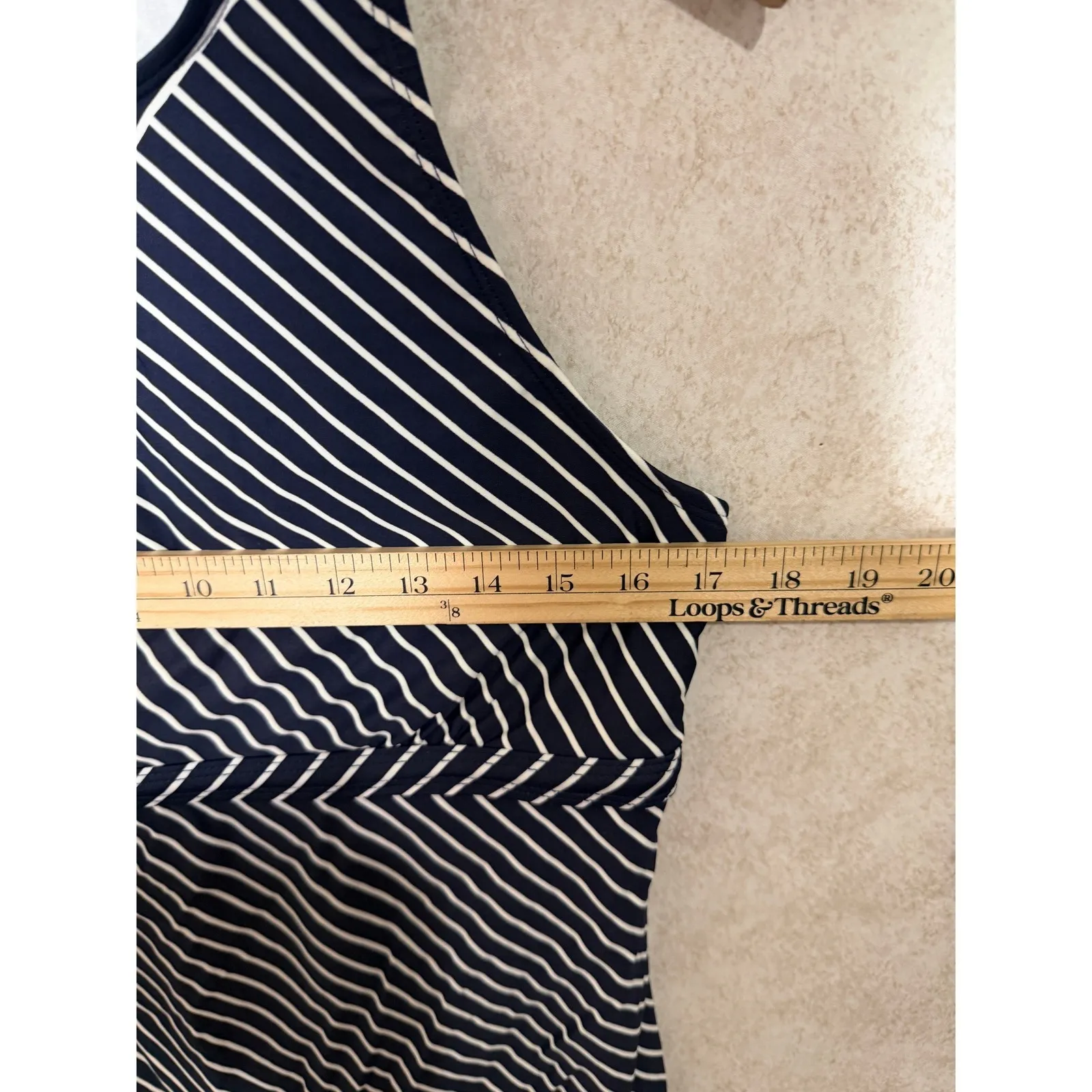 Athleta Navy White Stripe Halter Neck Swim Top Beach Pool Activewear Women's XL - Image 5