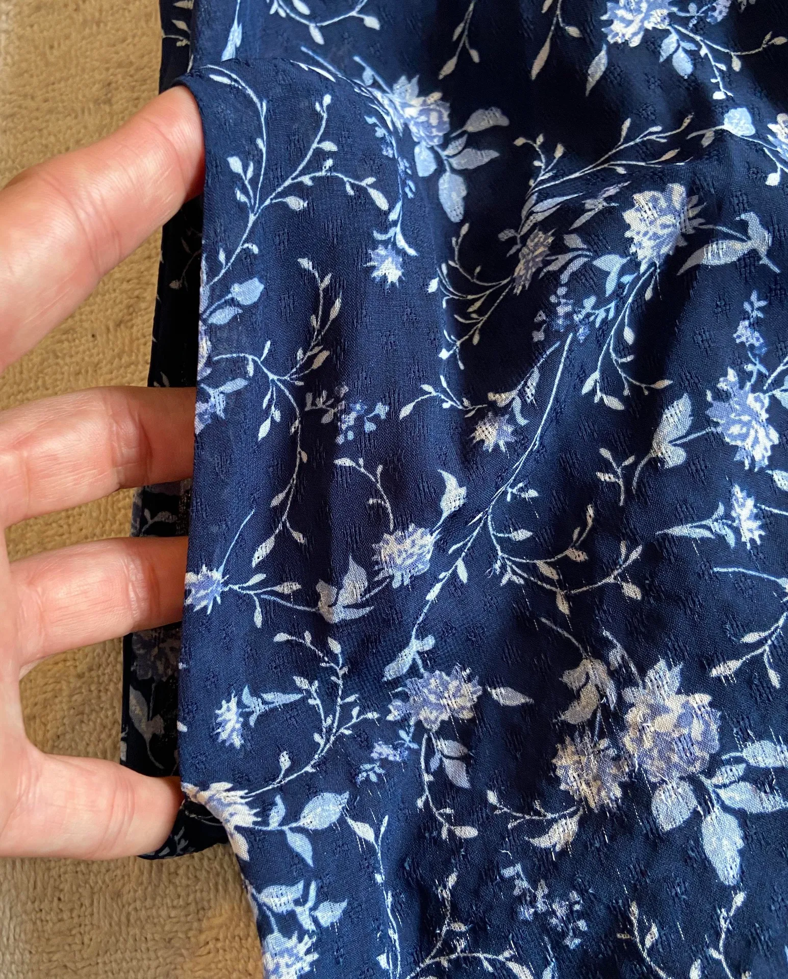 Off the Shoulder Ruffle Trapeze Dress Navy Blue Size 6 - Image 7