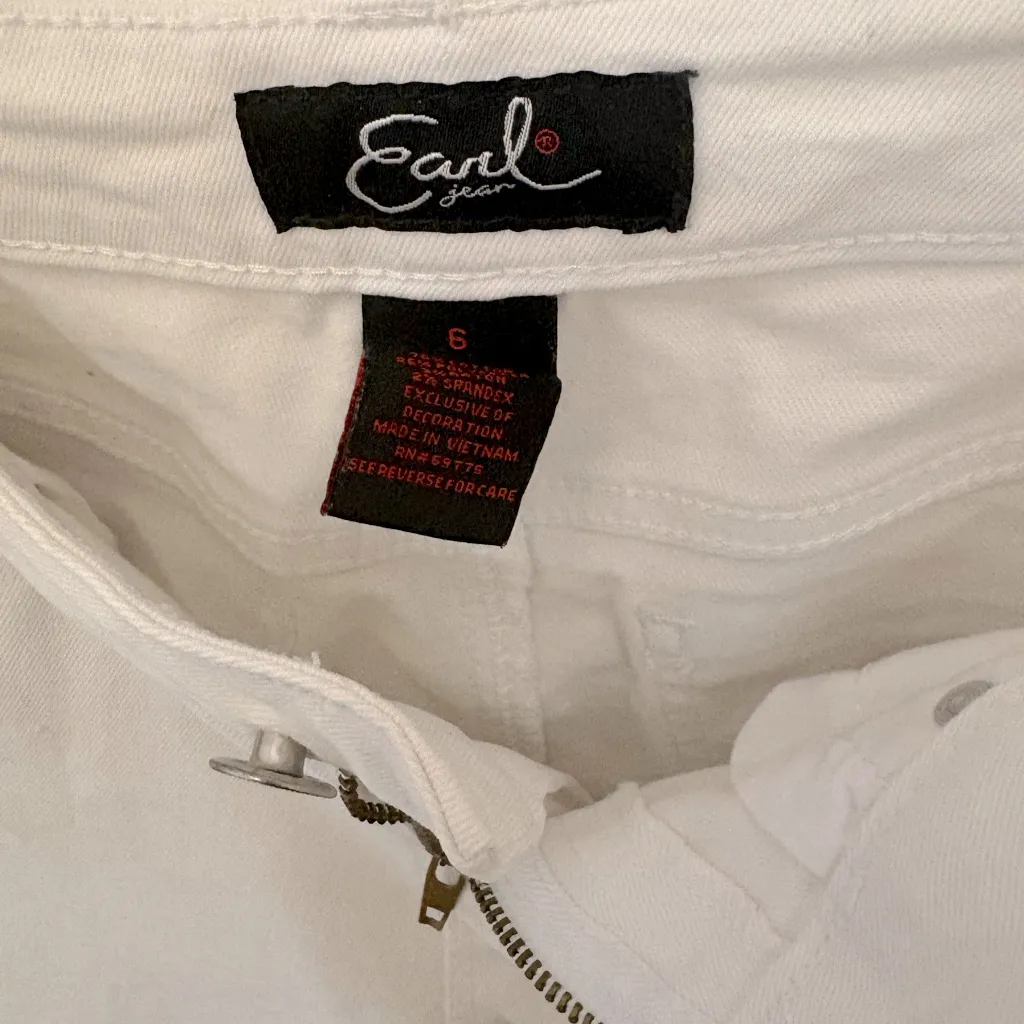 Earl Jeans White Denim Shorts Size 6 - Image 3