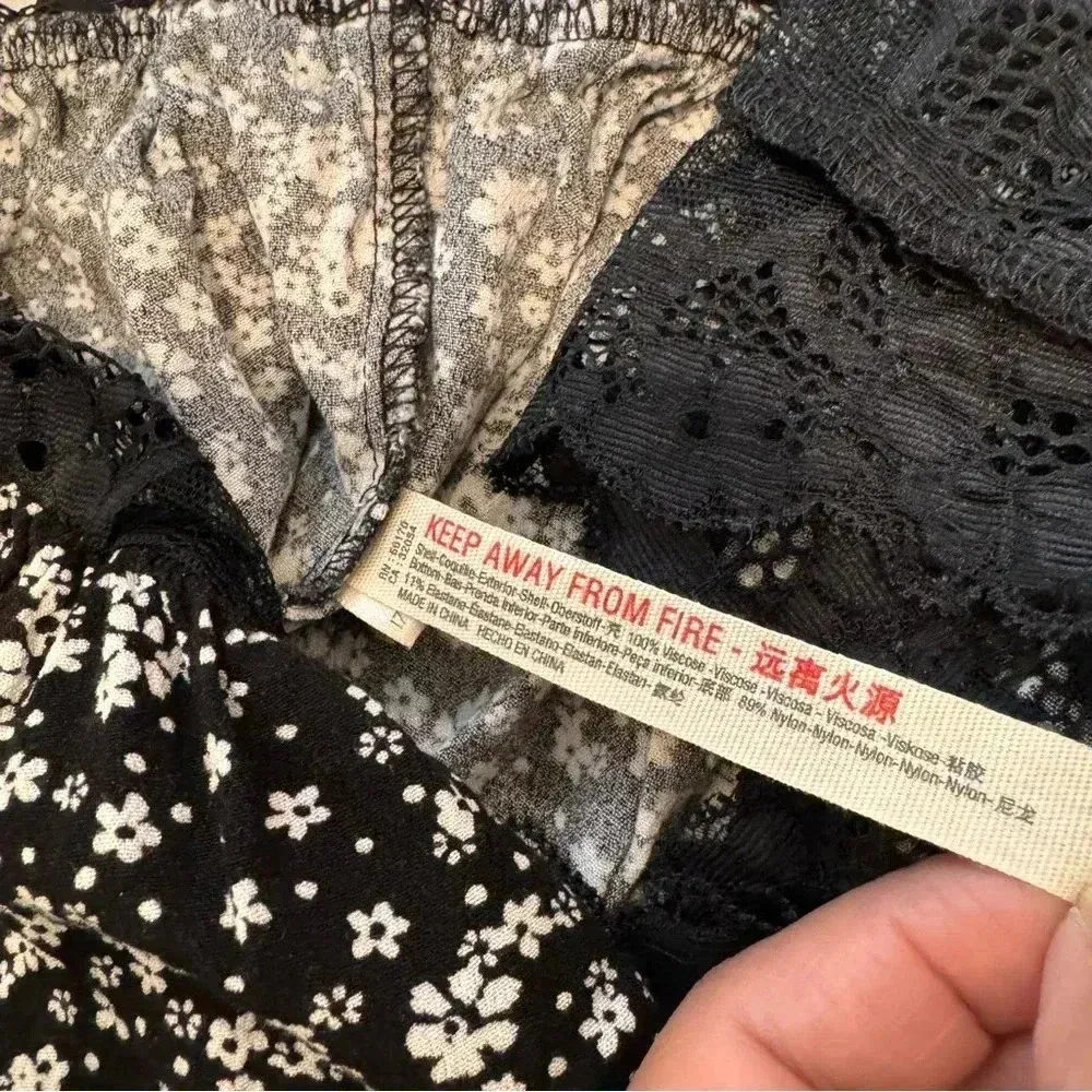 Free‎ People Ditsy Floral Black Lace Bodysuit Dramatic Ruffle Long Sleeve… - Image 10