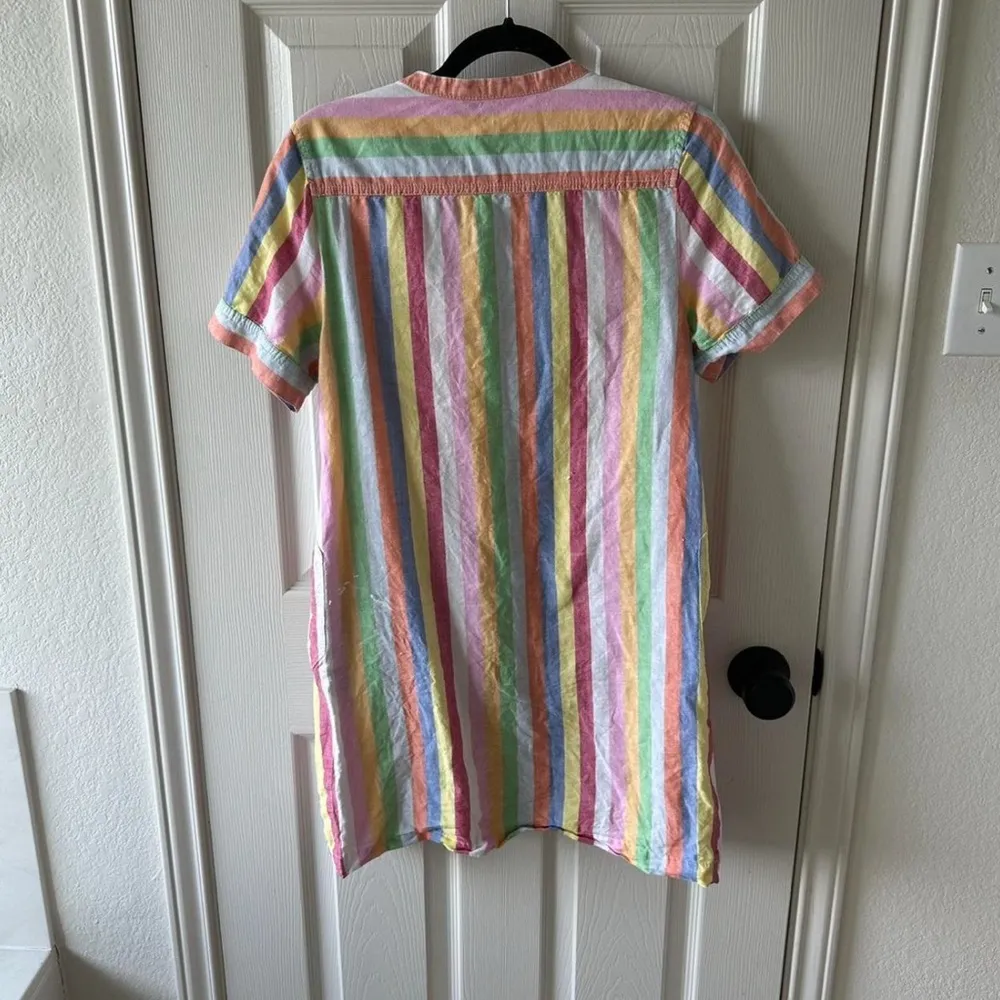 J.Crew Rainbow Stripe Linen Dress Xs - Image 3