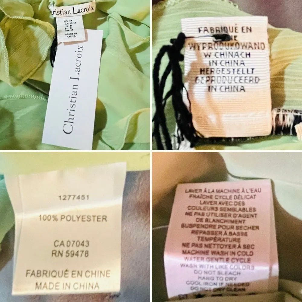 Christian LaCroix Bias Cut V-Neck Criss Cross Ruffle Yoke Maxi Dress Green M NWT - Image 8