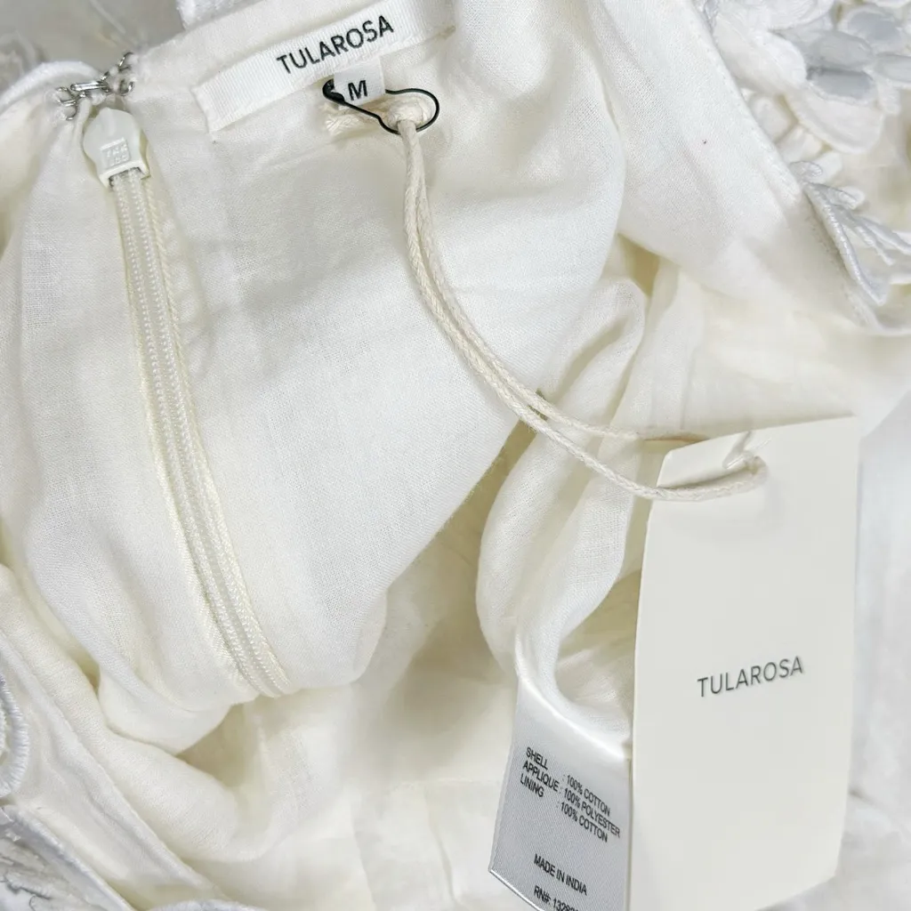 TULAROSA Kimmy 3D Floral Appliqué Mini Dress, Ivory, Medium - Image 14