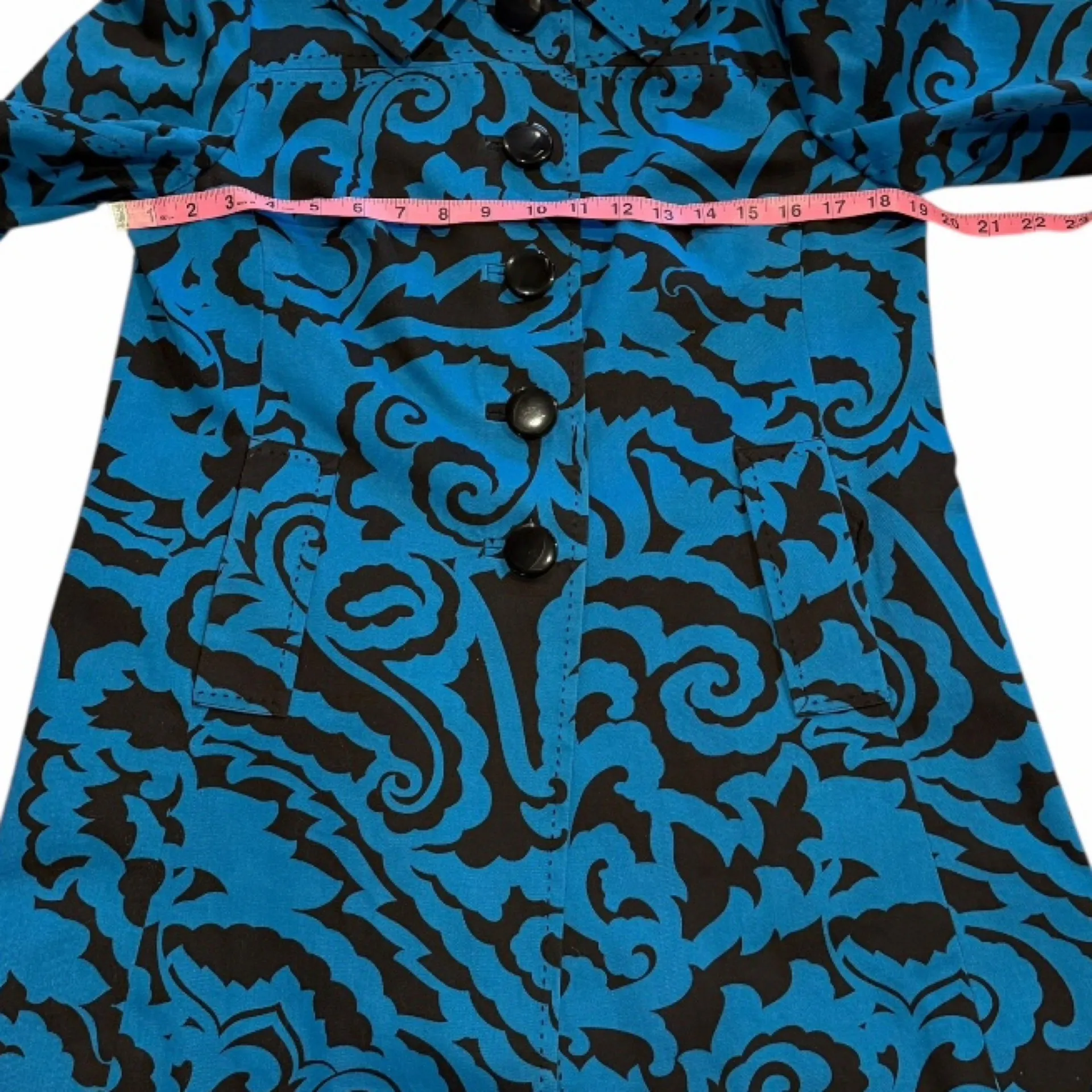 INC International Concepts Blue Black Scroll Print Cotton Jacket Medium - Image 7