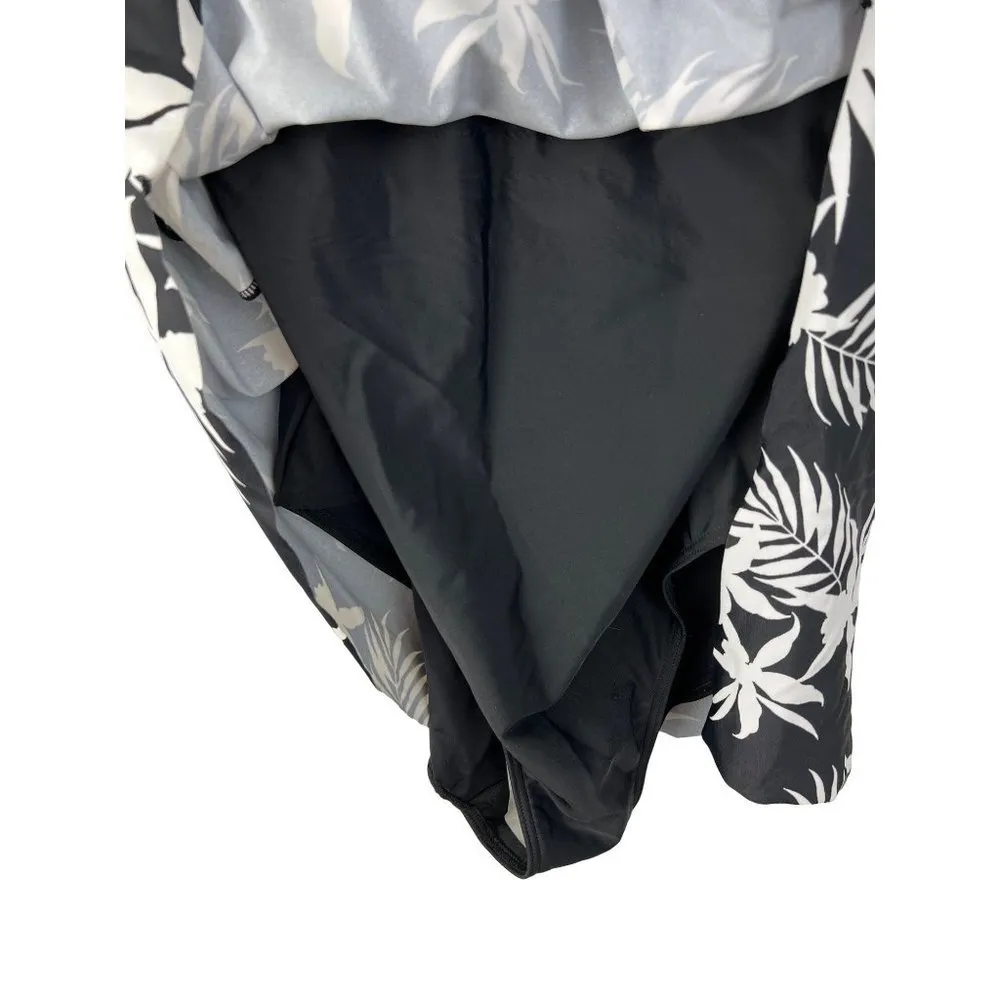 Island Escape Hawaii Gardens Printed Underwire One Piece Swimsuit Swim Dress Black Size 14 - Image 7