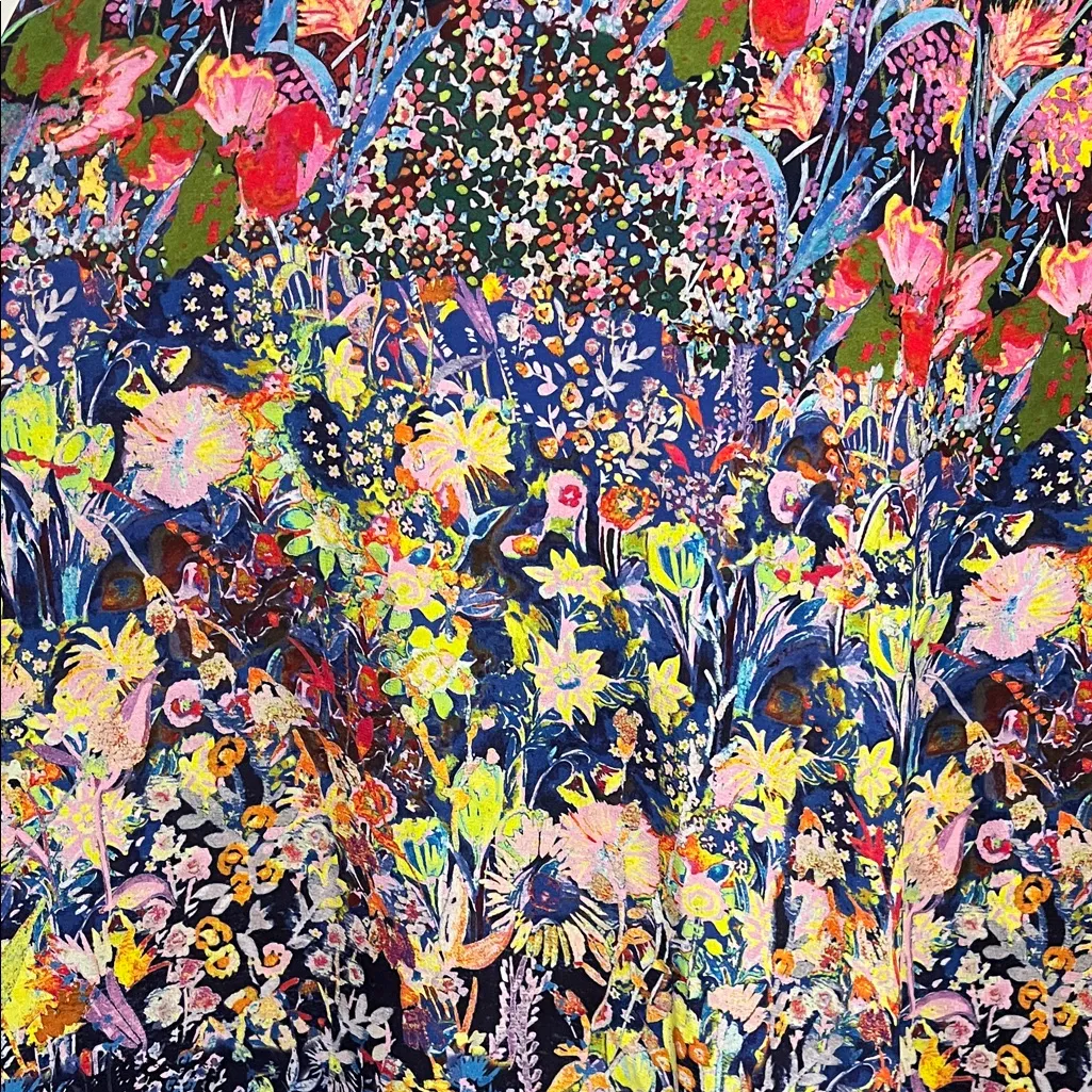 Maeve Larkspur Multicolor Vibrant Floral 100% Silk Chiffon Midi Dress - Size 0 - Image 6