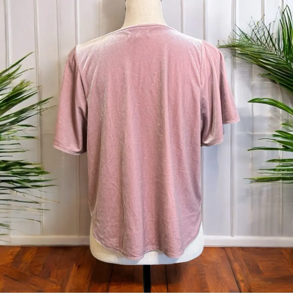 MADEWELL Blush Pink Velvet Butterfly Sleeve Top - Small - Image 4