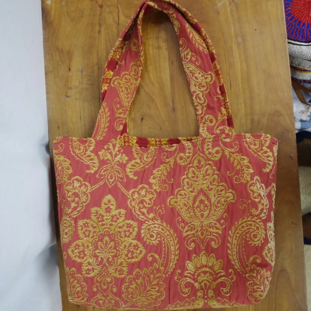 Julie Havener Upholstery Patterned Cloth Tote Bag Red - Image 5