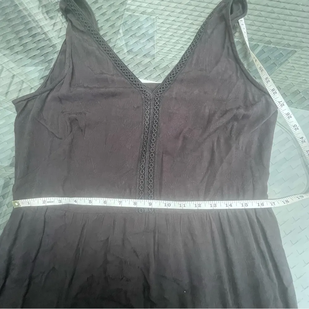 LOFT maxi tiered tank dress black crochet details Sz 12P - Image 11