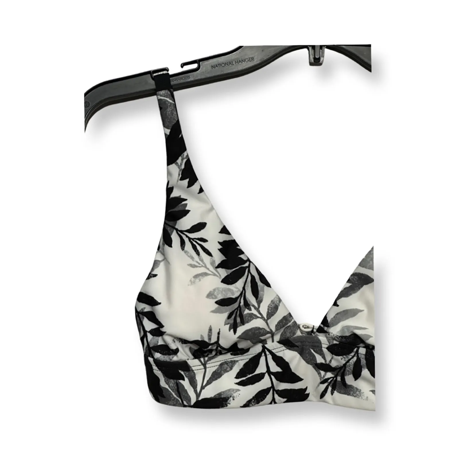 Splendid Bikini Swim Top Floral Leaves Print Back Closure Black White W XS NWOT - Image 2