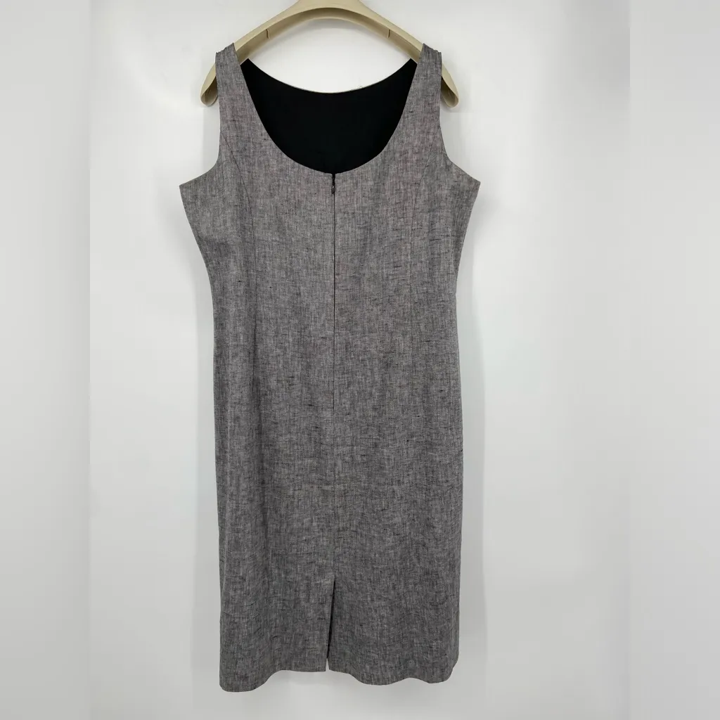 Ellen Tracy Linen High Scoop Neck Sleeveless Sheath Dress‎ Classic Size 16 - Image 2