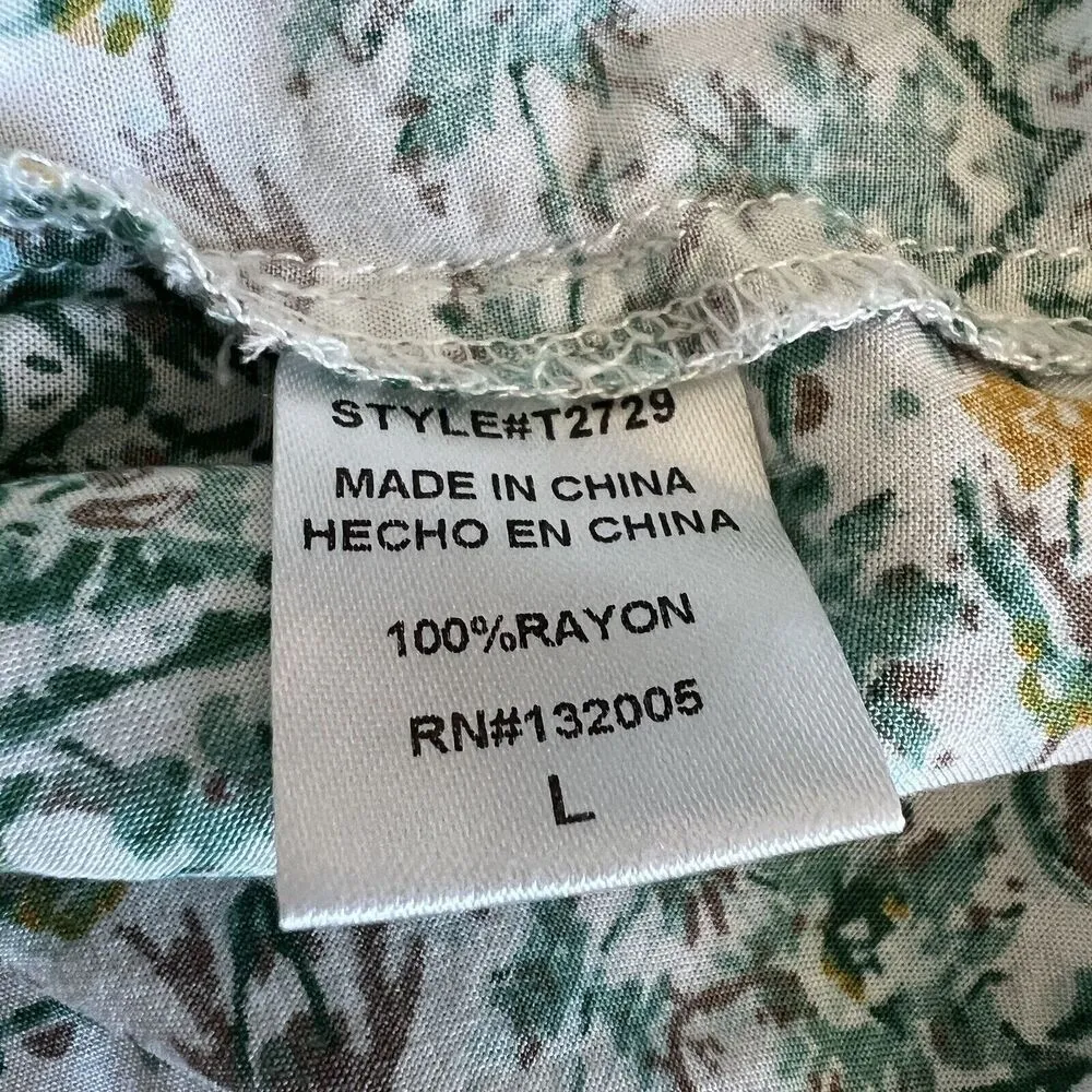 Entro Top Womens Large Off The Shoulder Shirt Colorful Green - Image 10