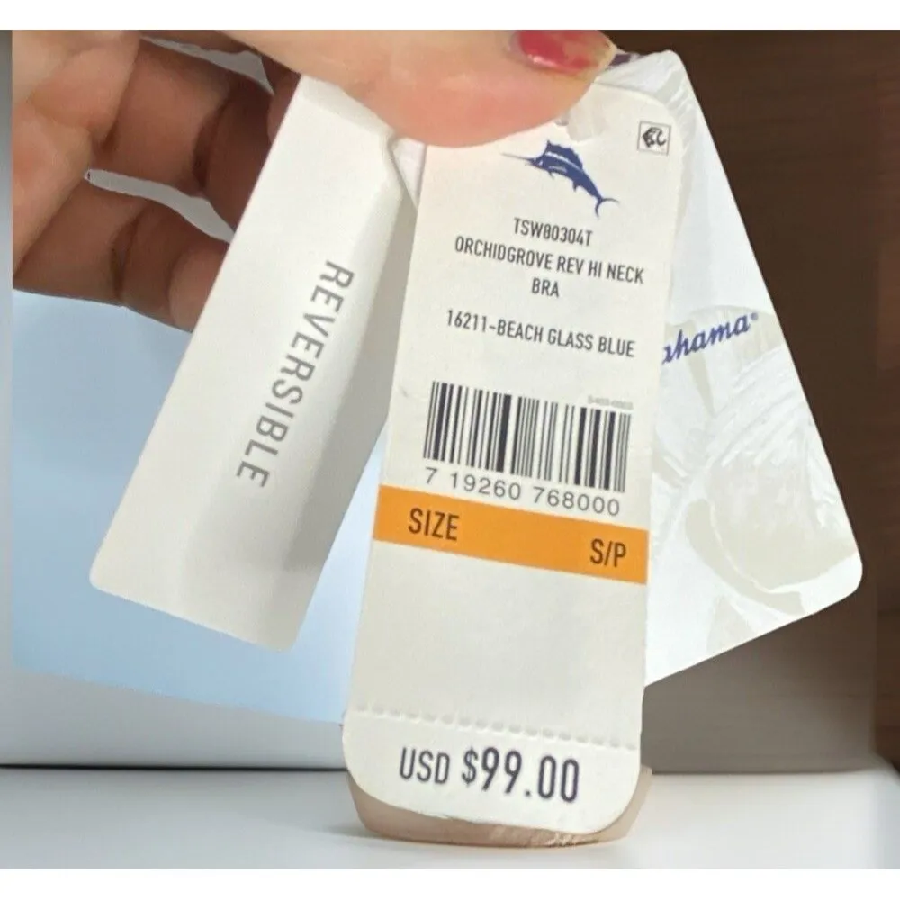 NWT $99 TOMMY BAHAMA Orchive Groves Reversible High Neck Bikini Top Size S - Image 5