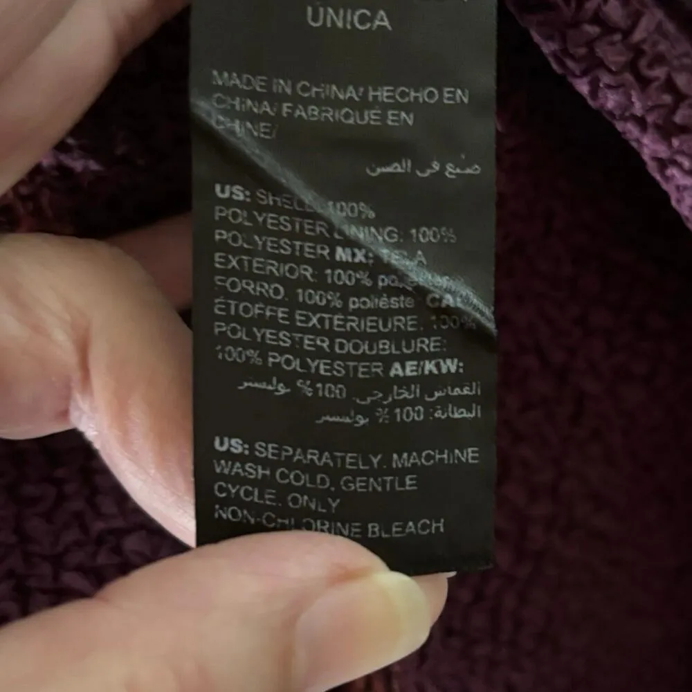 Chicos Travelers Size 2 US L 12 14 Textured Jacket Open Front Purple Plum - Image 4