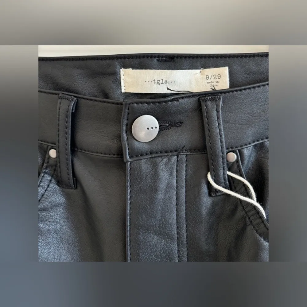 tgla Faux Leather Super High Rise Bootcut Pants Junior's 9/29 Black - Image 4