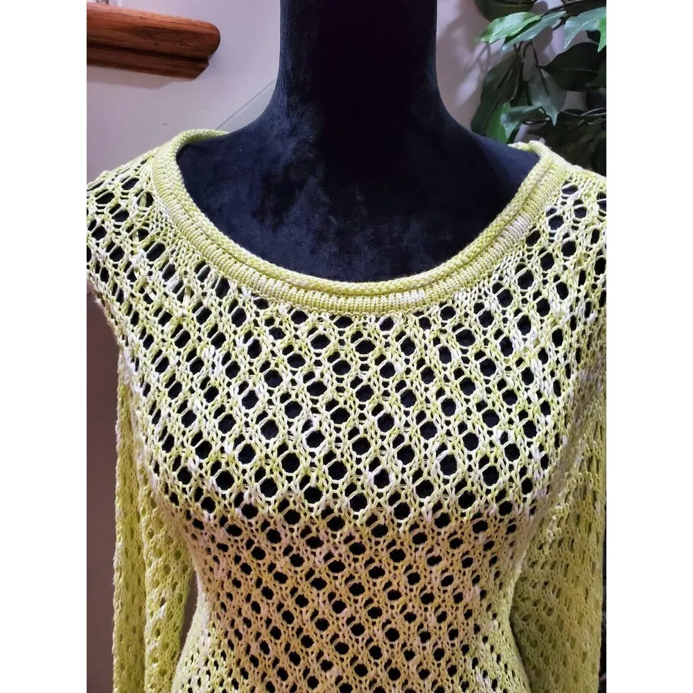 New Directions Women's Yellow Polyester Long Sleeve Round Sleeve Sweater Size M Size M - Image 3