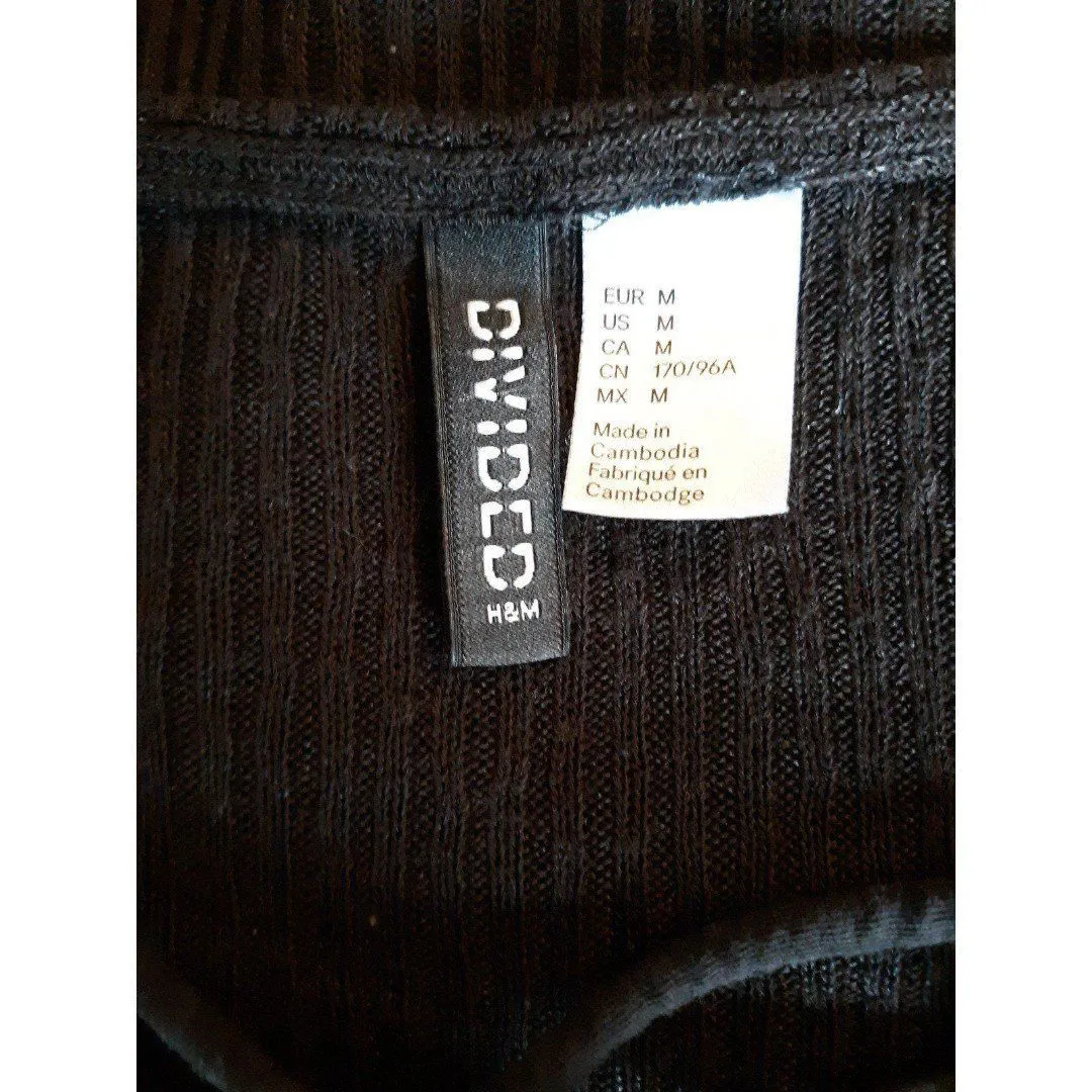 H&M Divided black ribbed lace up neck top - Image 2