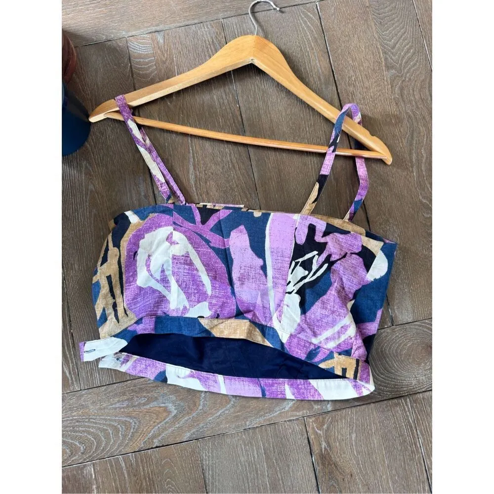 Banana Republic Printed Cross-Front Cropped Cotton Poplin Tank Top Size 4 - Image 7