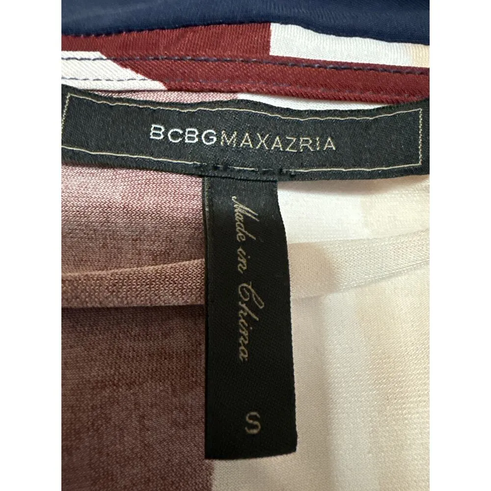 BCBGMaxazria Isabella Multicolor Striped Long Sleeve Midi Wrap Dress Size S - Image 5