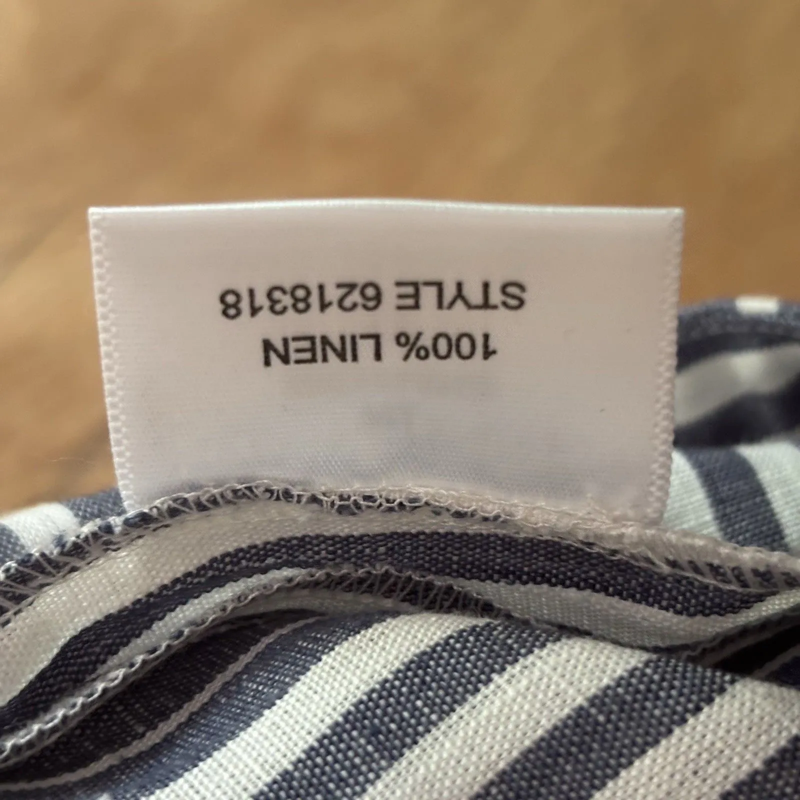 Tory Burch 100% Linen Wide Leg Blue White Striped Pants Sz 6 Nautical - Image 5