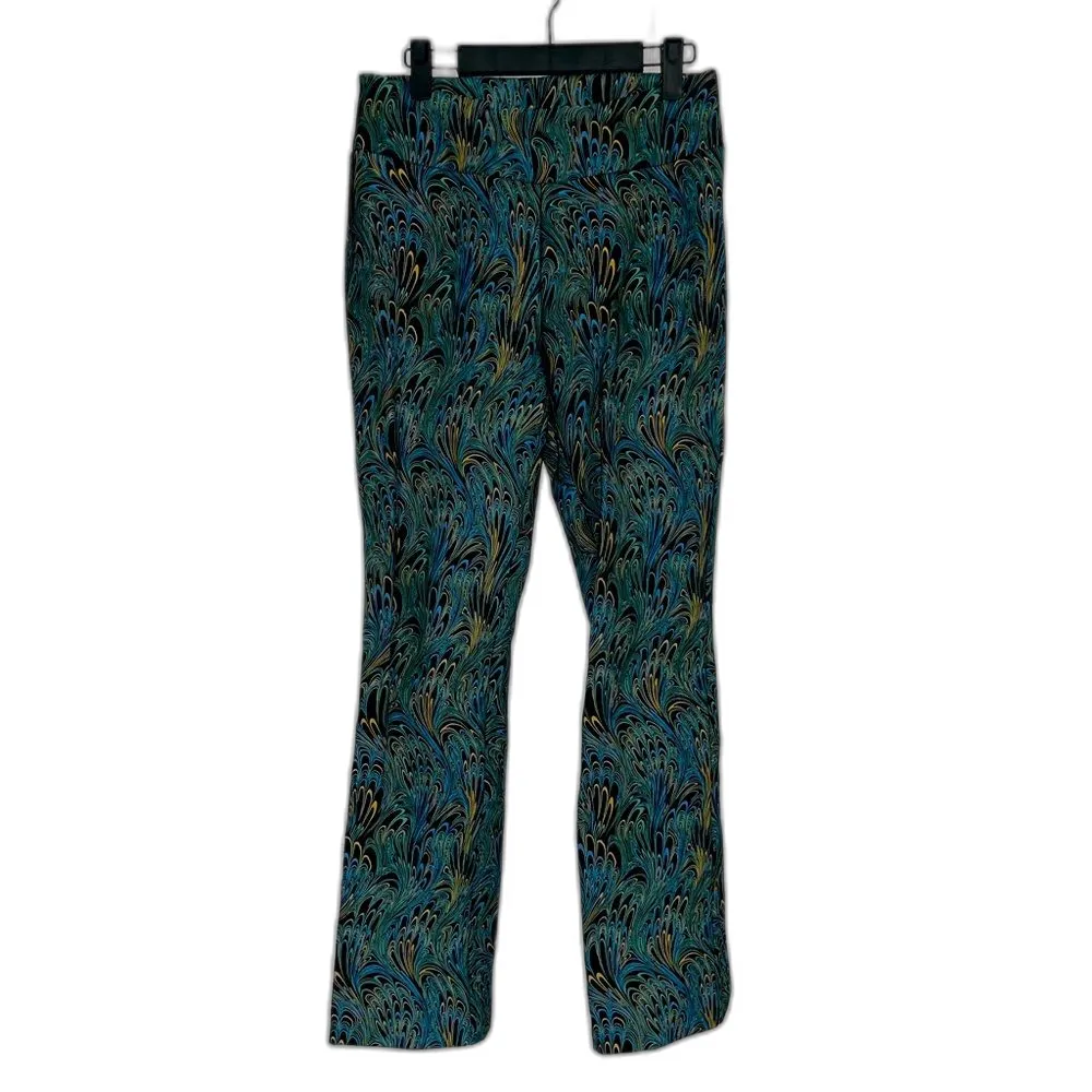 Soft Surroundings Marble Print Peacock Black Ponte Pull On Pants Size Small - Image 2