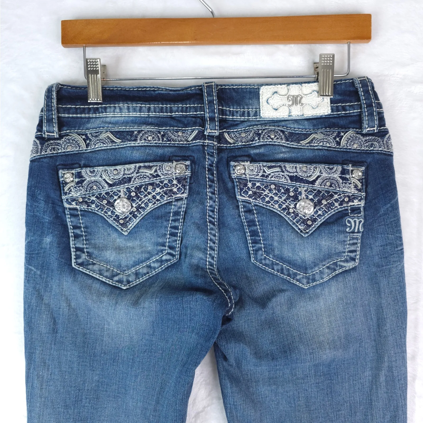 Miss Me Jeans Womens 26 Blue Mid Rise Easy Boot Western Cowgirl Y2K Denim - Image 4