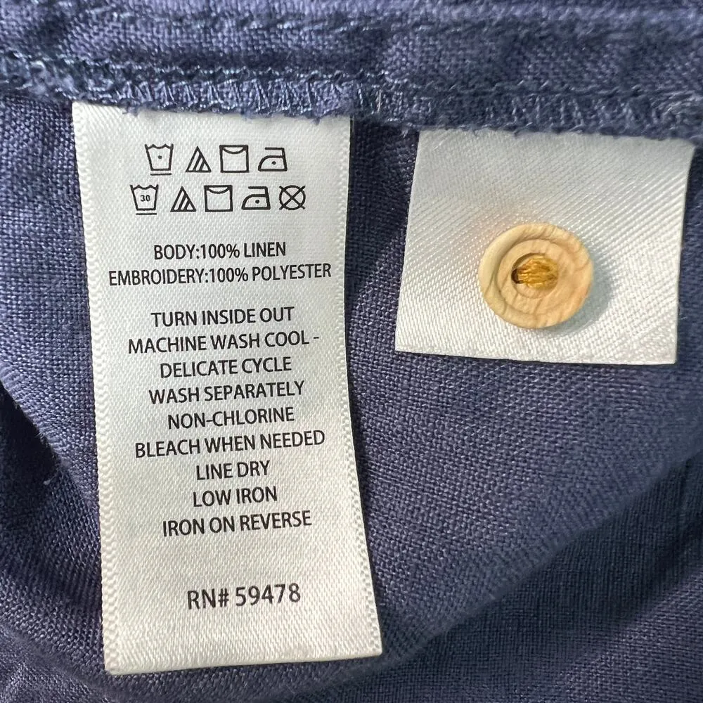 C&C California Womens Dress Medium Linen Embroidered Boho Cottagecore Western - Image 8