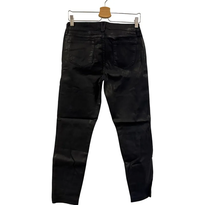 Divine Rights of Denim Black Ankle Crop Jeans Waxy Feel Size 28 Lyocell Blend - Image 4