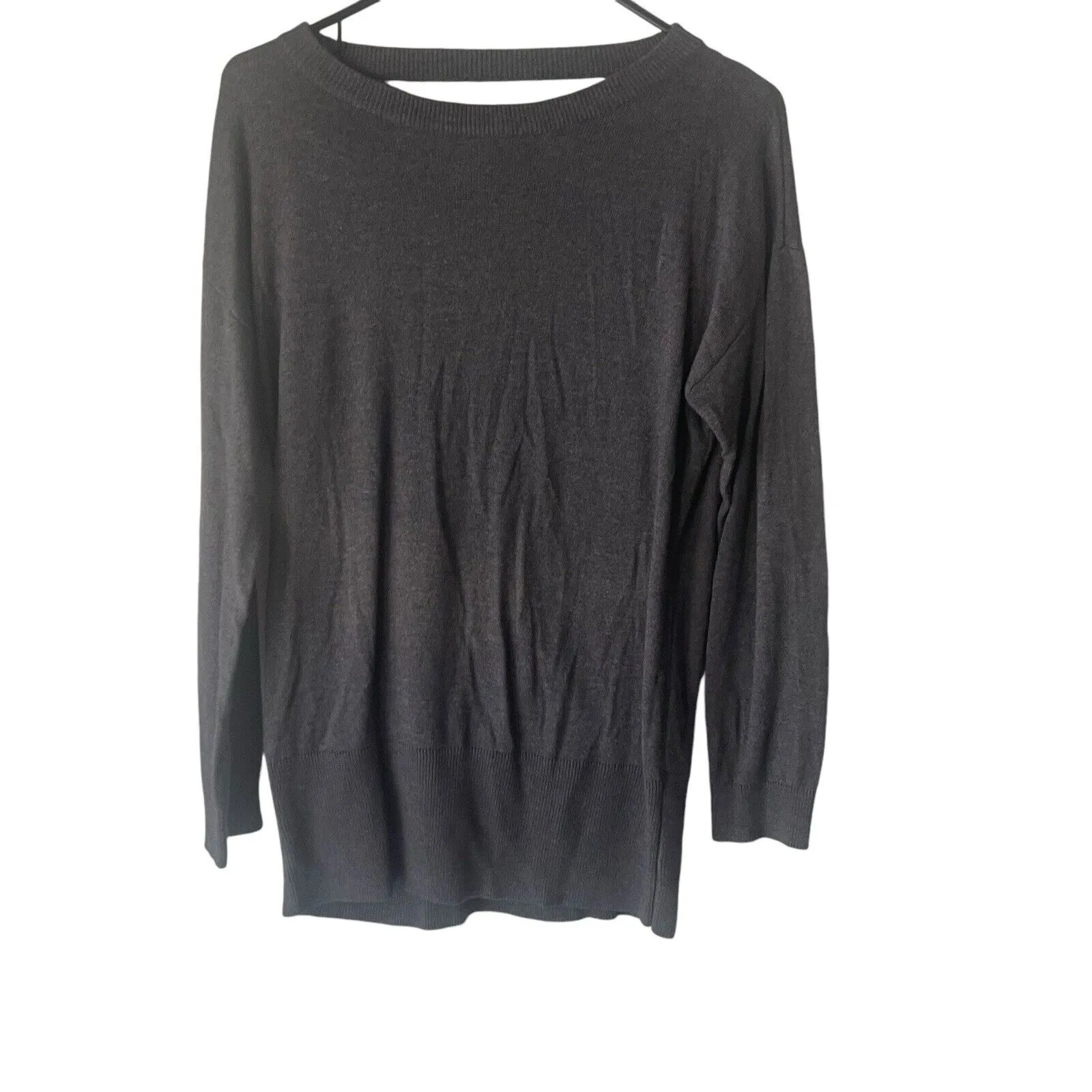 Laundry By Shelli Segal Size Medium Grey Open Wrap‎ Back Wool Cashmere Sweater - Image 2