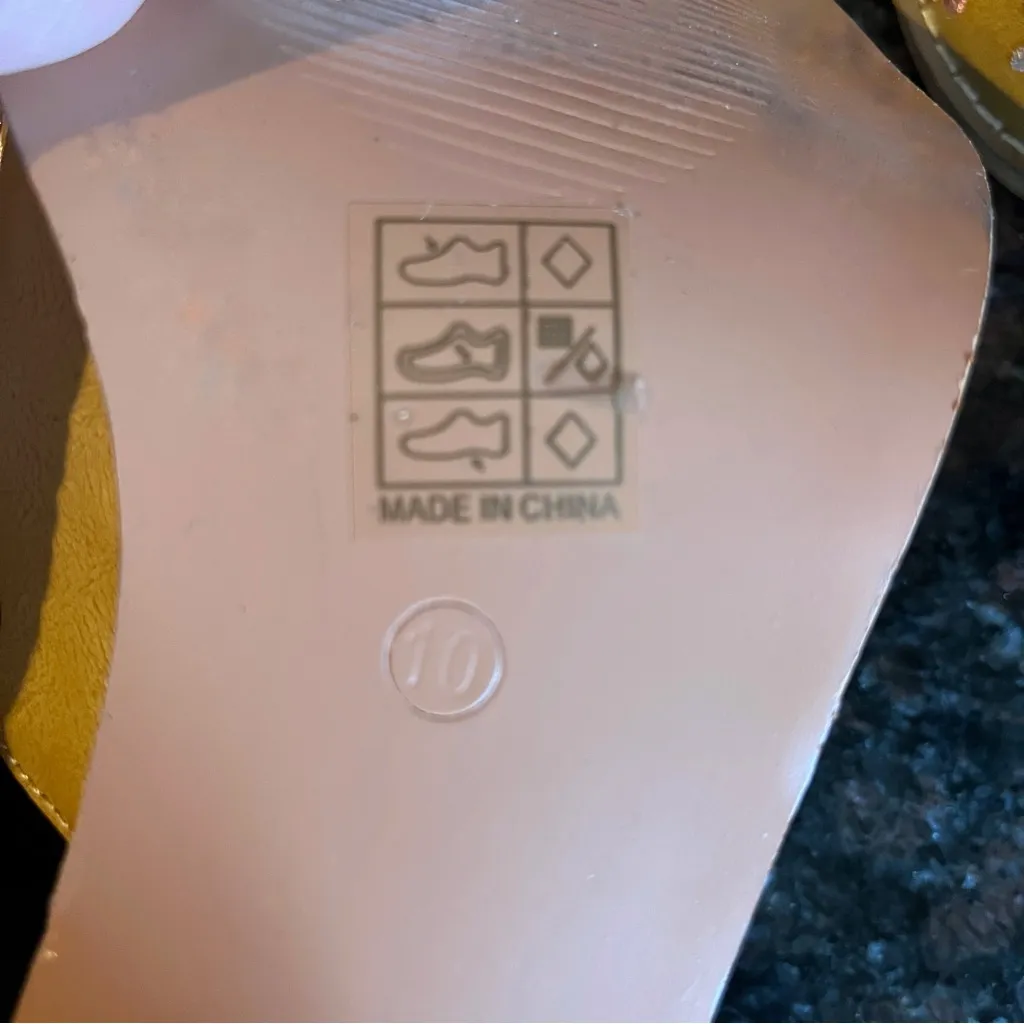 Embroidered Riveted Block Heel Sling Back Bootie Sandals Ankle Strap Size 10 Tan - Image 8