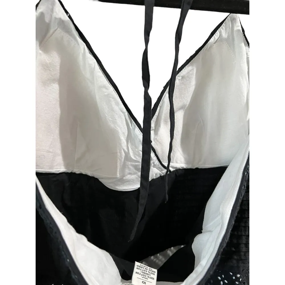 White House Black Market WHBM Eyelet Halter Sundress Women Size 10 Cottage Indie - Image 3