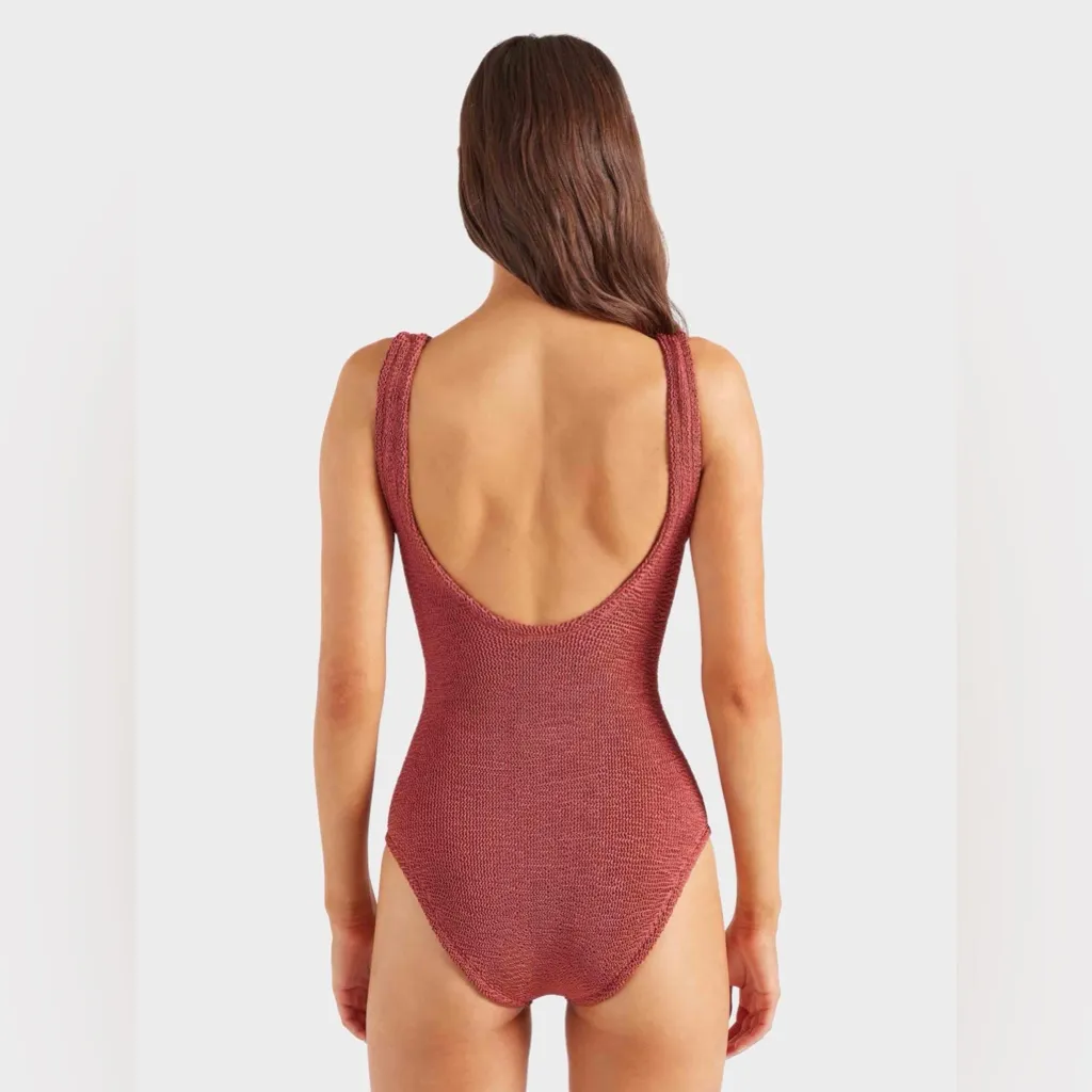 J. CREW scrunchie textured one piece swimsuit rust brick scoop hunzag - Image 2