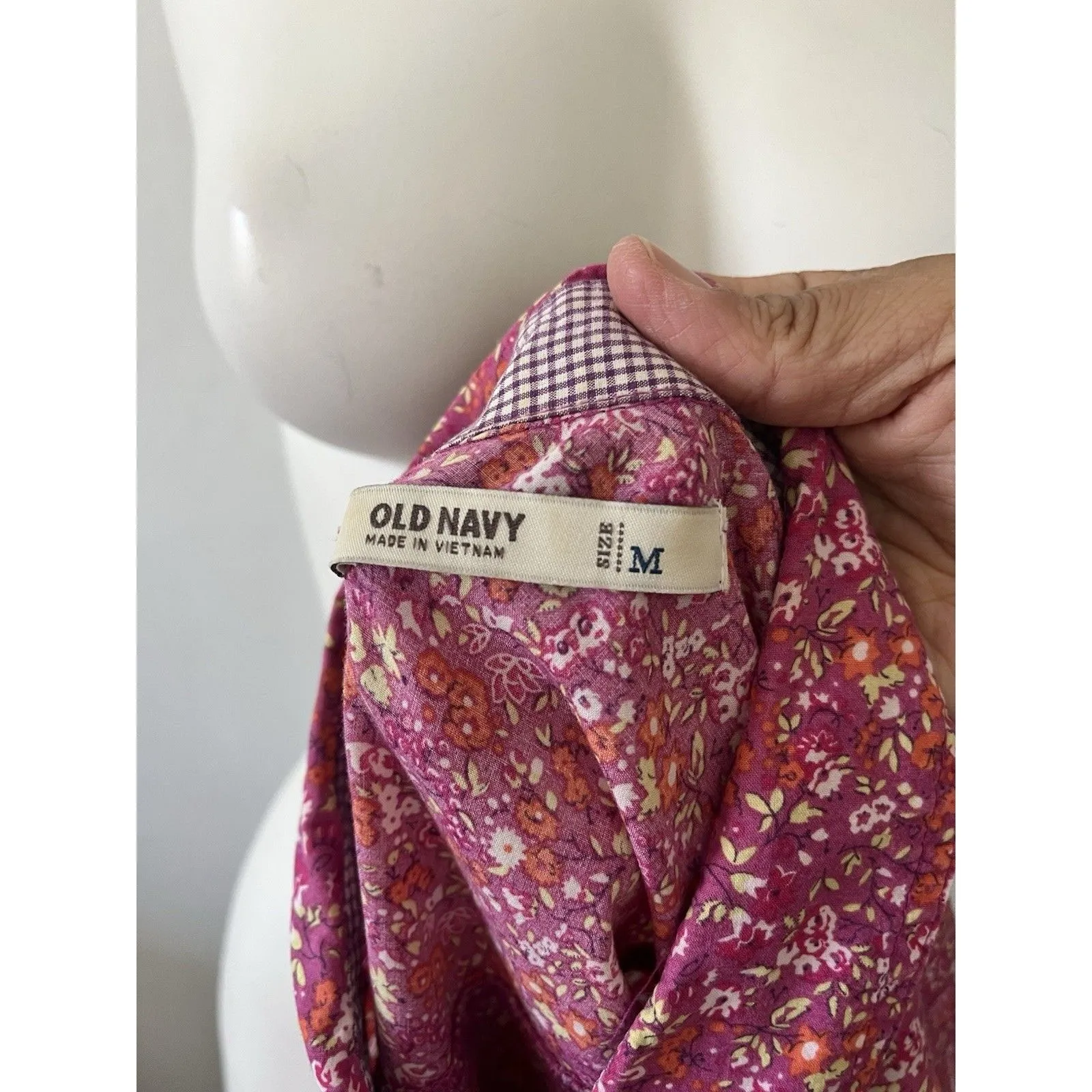 Old Navy Women’s Pink Floral Western Shirt Blouse Size M Pearl Snaps Rustic Boho - Image 2