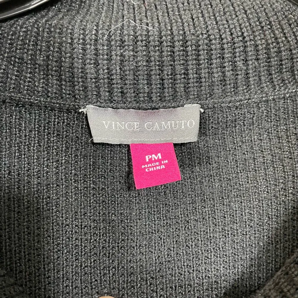 Vince Camuto Women's Black Long Length Cowl Neck Sweater - Size Petite Medium MP - Image 4