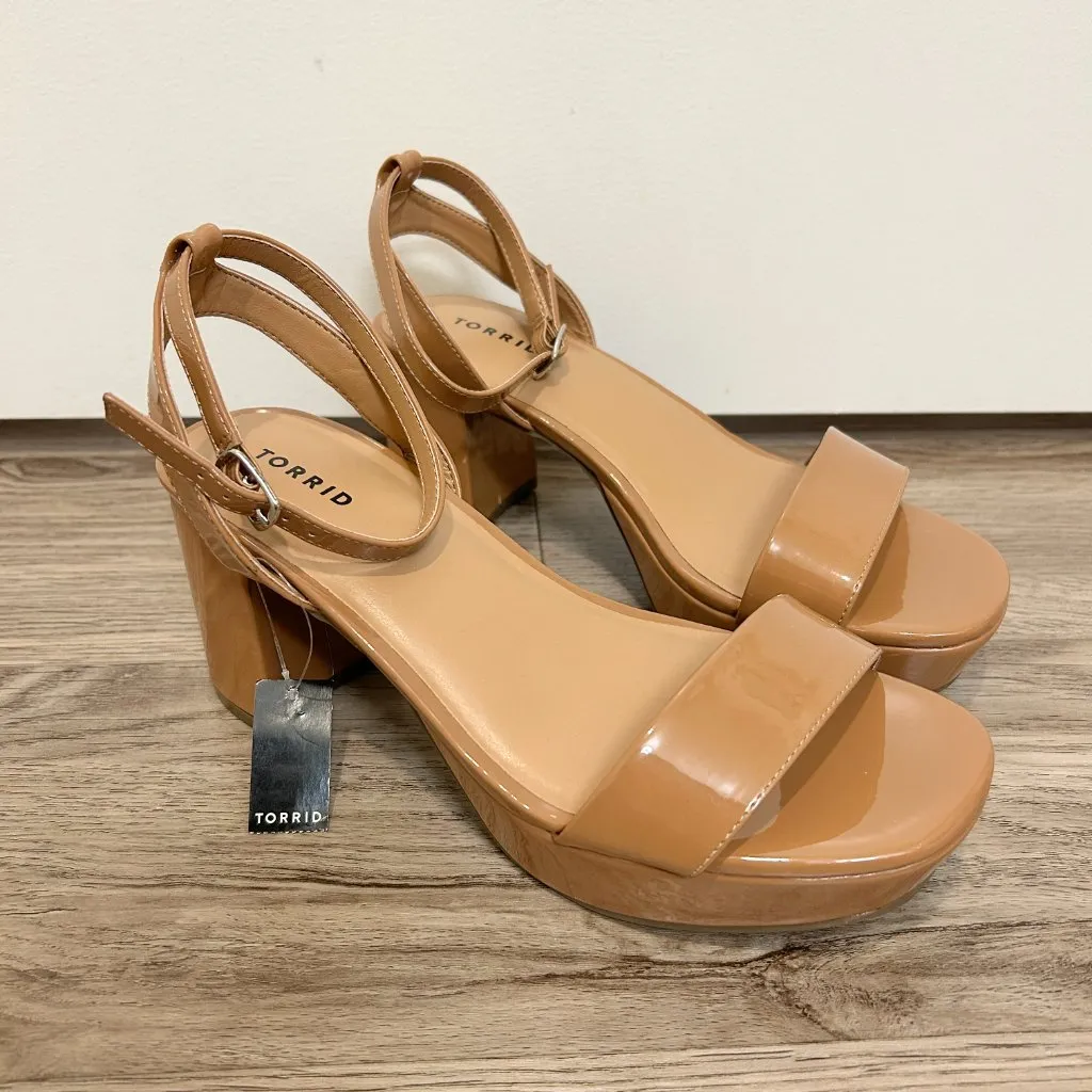 Torrid Platform Block Heel Sandal Nude Tan Size 11WW NWT - Image 5