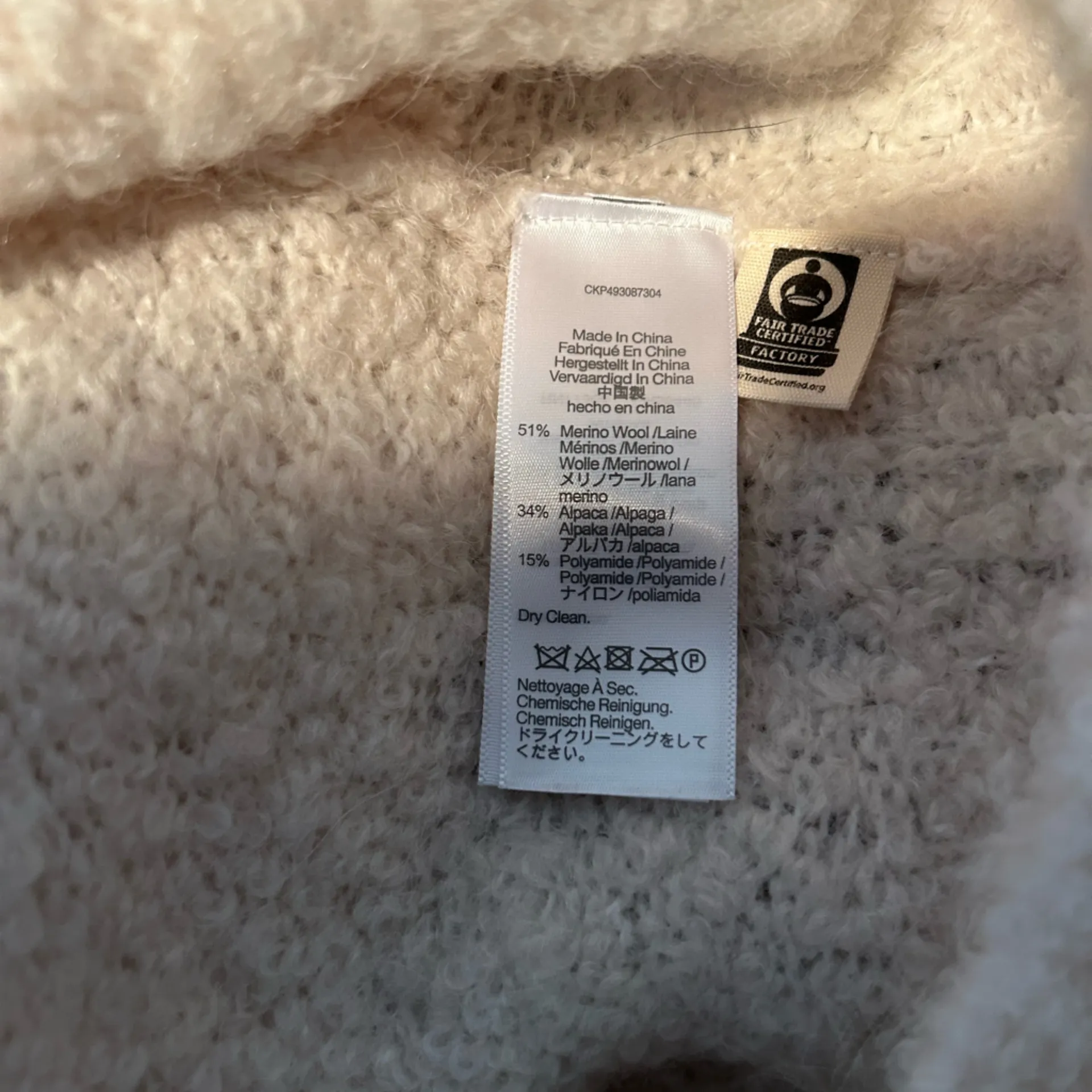 Madewell Wool Alpaca Blend Bouclé Knit Oversized Mock Neck Ivory Sweater Sz XXS - Image 7