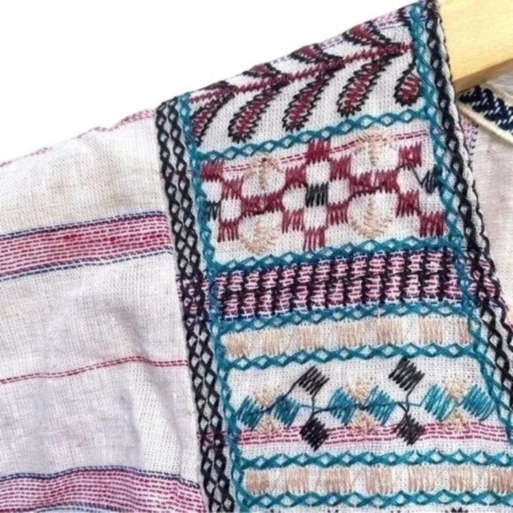 Knox Rose Embroidered Linen Boho Peasant Top - Image 10