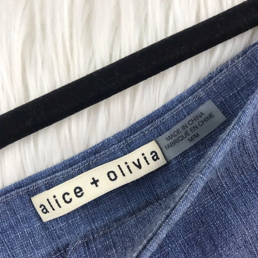 Alice‎ + Olivia chambray off shoulder blouse - Image 4