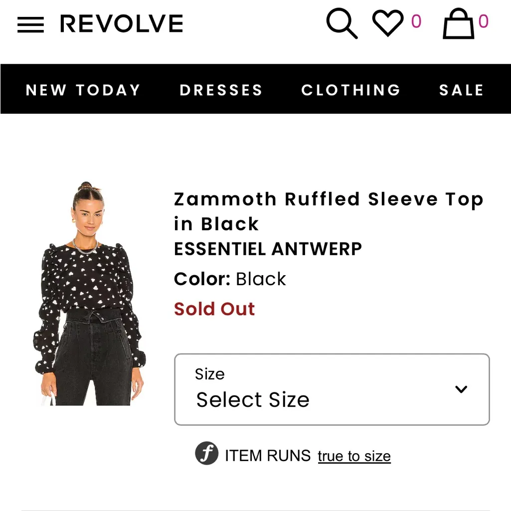 Essential Antwerp Zammoth Ruffled Sleeve Black White Heart Print Top NEW - Image 4