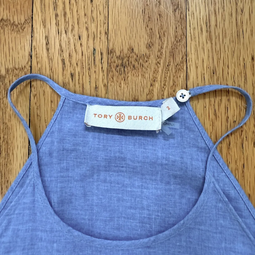 TORY BURCH LINDSAY TOP CORNFLOWER BLUE. Size 2. 100% Cotton - Image 7