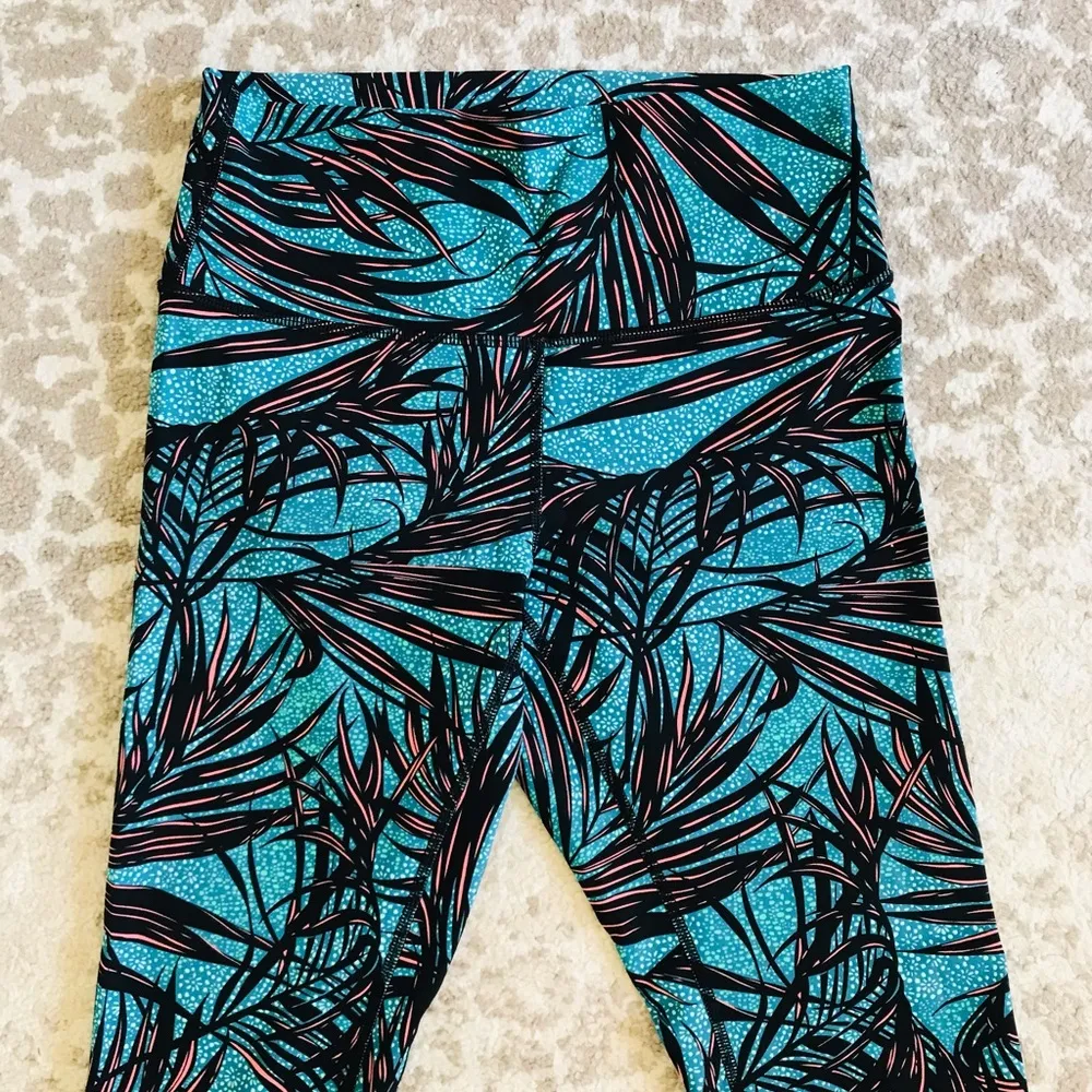 High Times Leggings, Tropical Palm Lace Tofino Teal Multi, Size 8 - Image 8